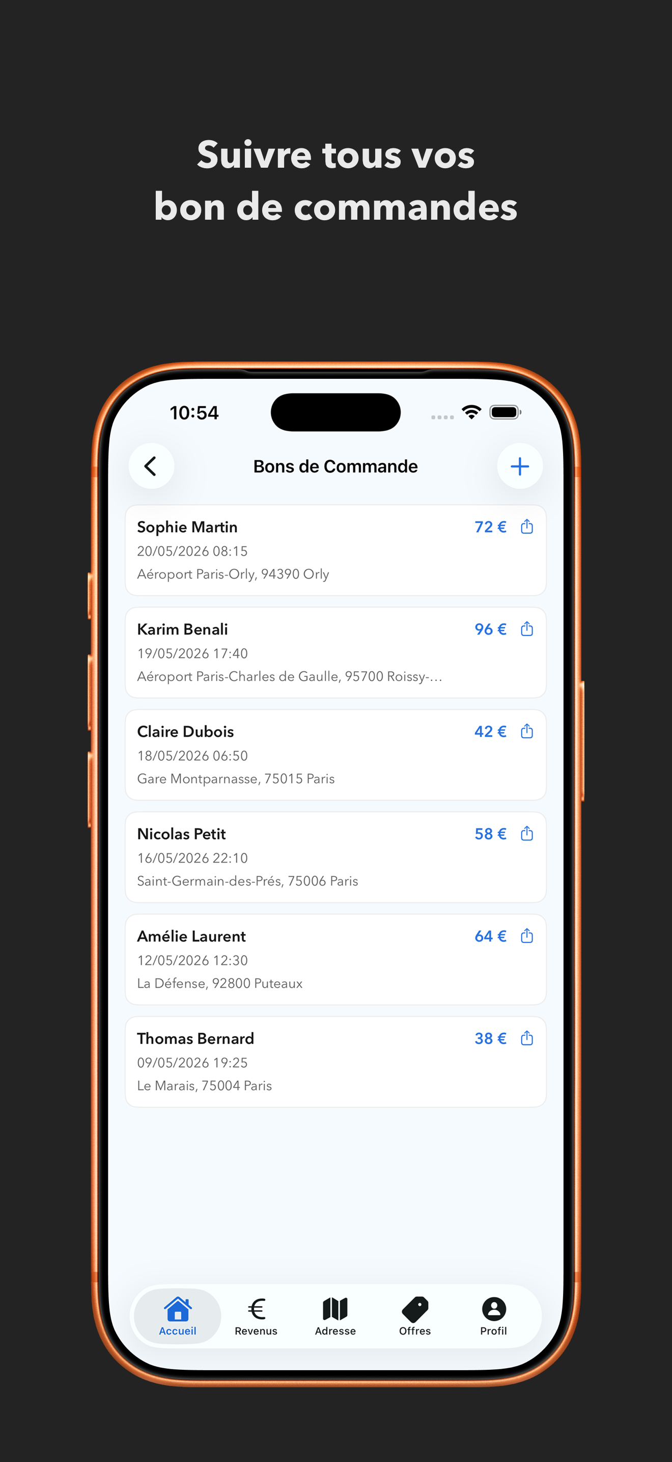 Screenshot of the booking records of VTC PRO